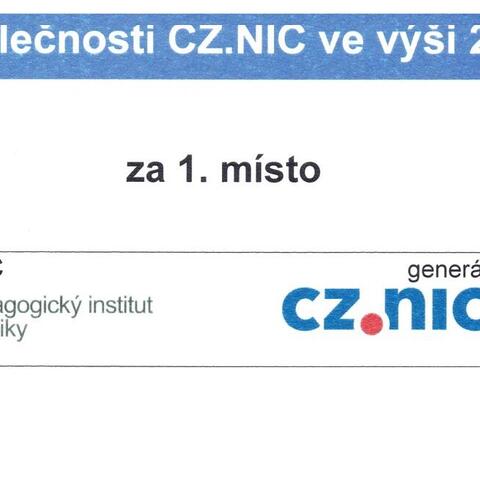 Zvláštní cena CZ.NIC za vítězství v celostátním kole SOČ v oboru Informatika.