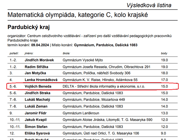 Prvák si zajistil přijetí bez přijímaček na MatFyz